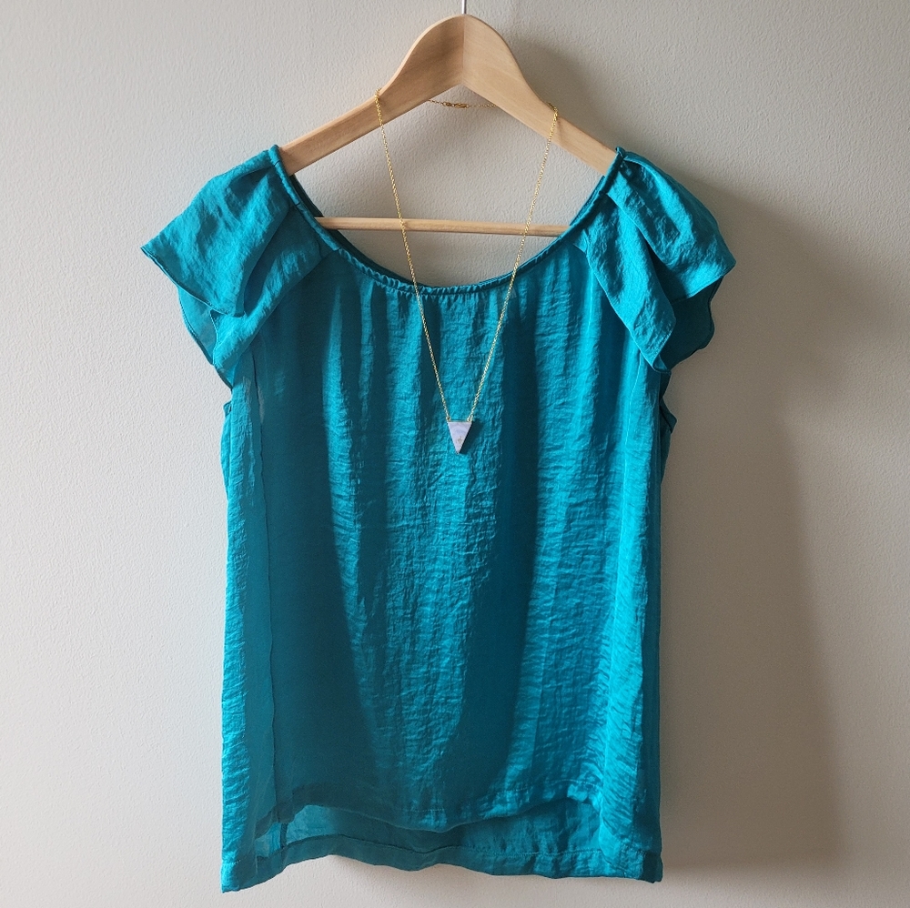 Turquoise Short-sleeved Blouse